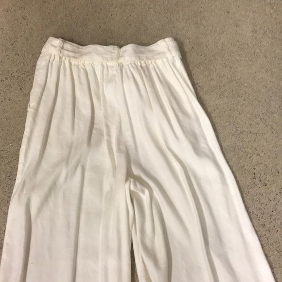 Splendid Wide leg cropped white linen pants Sz S - Picture 3 of 6